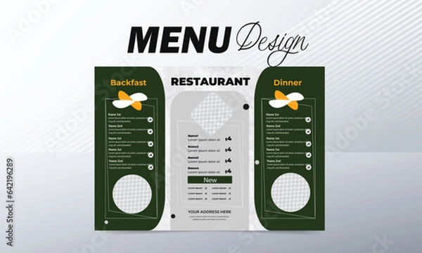 Fototapeta Restaurant menu template. Menu design and label vector brochure template.