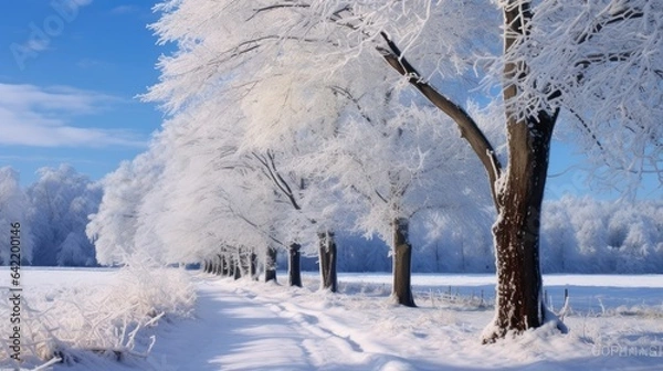 Fototapeta snow covered trees