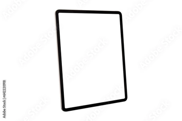 Fototapeta Tablet with blank screen isolated on white background.