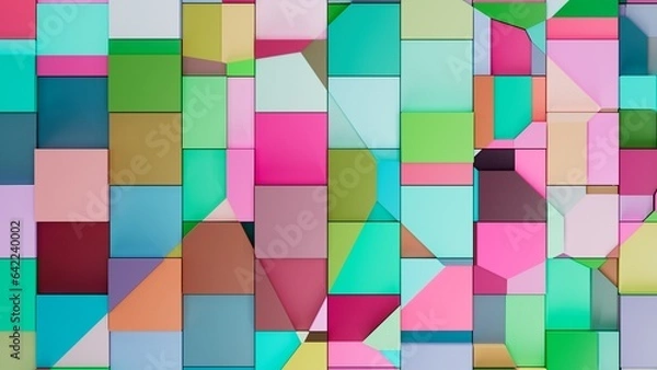 Fototapeta abstract colored fractured rectangle shapes. 3d illustration background