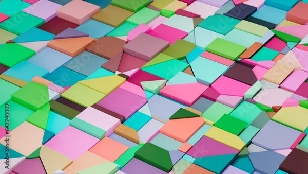 Fototapeta abstract colored fractured rectangle shapes. 3d illustration background