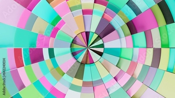 Fototapeta colored fractured circular shapes. 3d illustration background