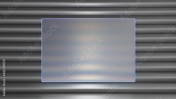 Fototapeta Rectangle rough glass shape with dark lined elegant background. 3d illustration