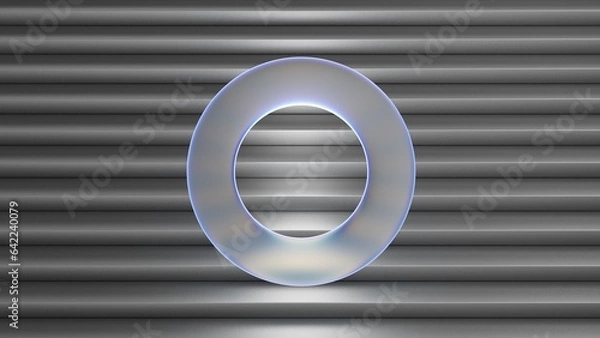 Fototapeta circular rough glass shape with dark lined elegant background. 3d illustration