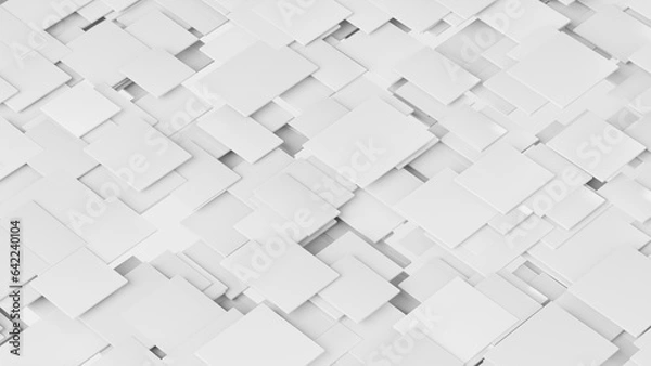 Fototapeta Random off-white squares background wallpaper banner. Elegant minimalist 3d illustration.