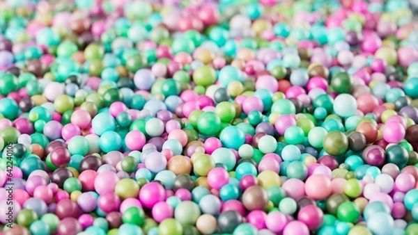 Fototapeta Colorful bunch of spheres with different sizes, ball pit concept . 3D Illustration