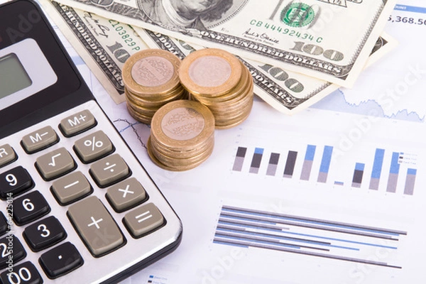 Fototapeta Financial Charts and Graphs on Business Table