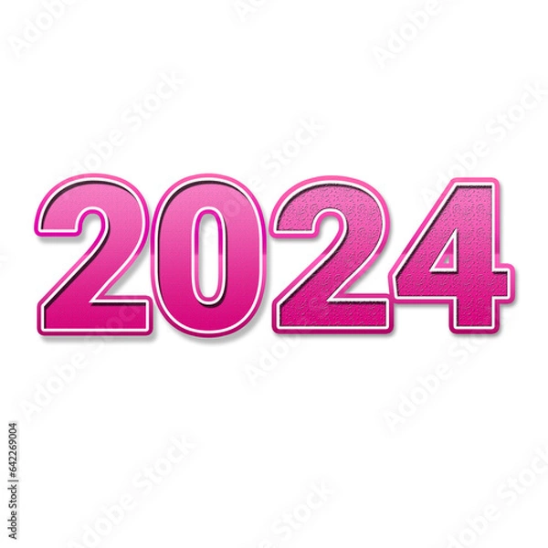 Fototapeta Happy New Year 2024 Pink Text, for poster, banner, greeting and new year 2024