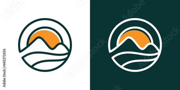 Fototapeta logo design with scenic elements made in a line and minimalist style