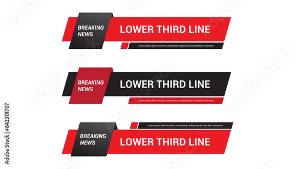 Fototapeta Lower third sport news red black color simple elegant style vector illustration.