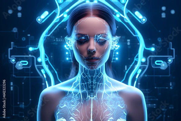 Fototapeta AI Medical technology and futuristic concept background.
