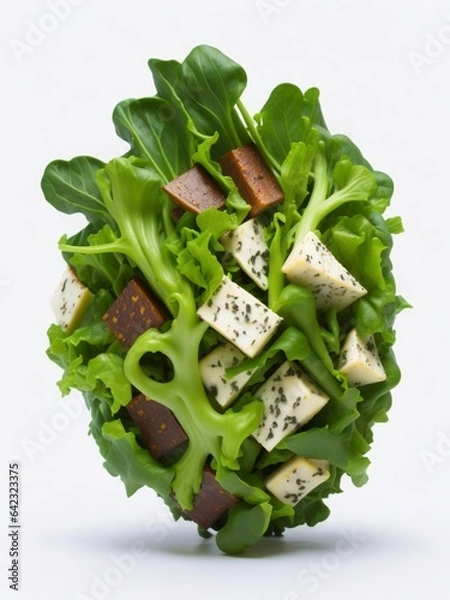 Fototapeta salad with cheese and lettuce