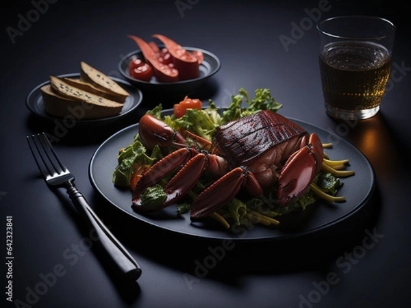 Obraz roasted lobster with vegetables