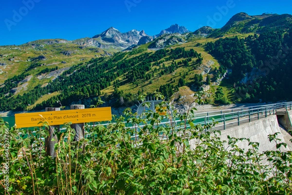 Obraz Lac et barrage du plan d'amont