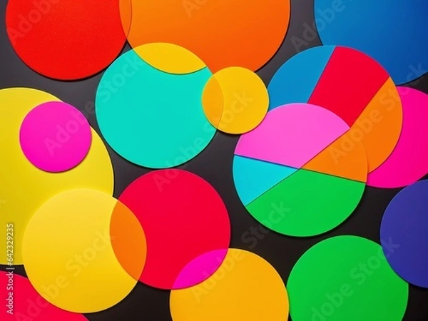 Fototapeta A set of overlapping circle shapes in a variety of colors