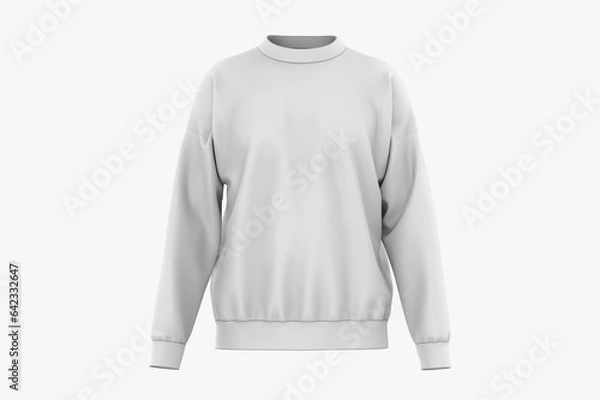 Fototapeta Men's blank sweatshirt template,from two sides, natural shape on invisible mannequin, for your design mockup for print, isolated on white background. 3d illustration