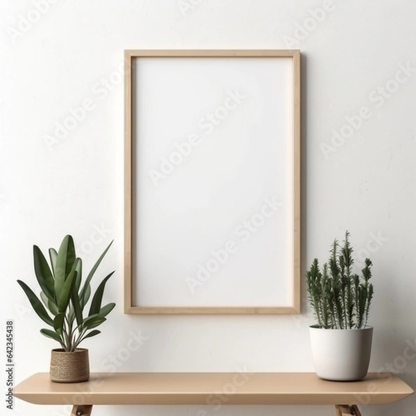Obraz white large frame on a white wall background frame for presentations