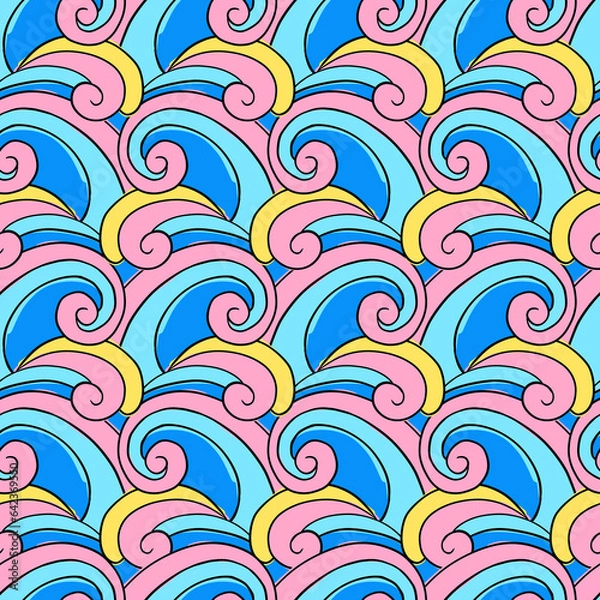 Obraz Hippie psychedelic Seamless Pattern. Hand Drawn Seamless Pattern	
