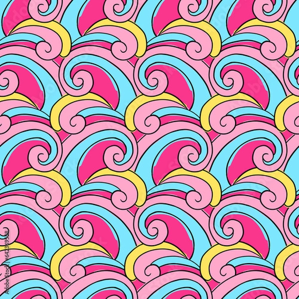 Obraz Hippie psychedelic Seamless Pattern. Hand Drawn Seamless Pattern	