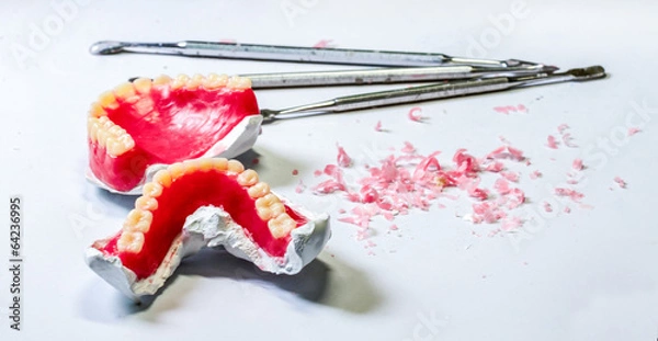 Obraz Dental laboratory. table of dental technician workplace.