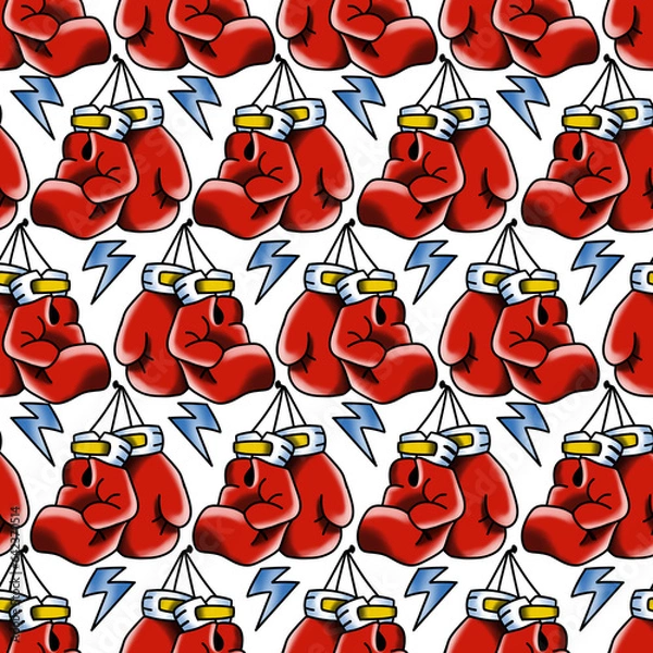 Obraz Old School Tattoo Seamless Pattern. Hand Drawn Seamless Pattern	
