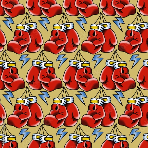 Obraz Old School Tattoo Seamless Pattern. Hand Drawn Seamless Pattern	
