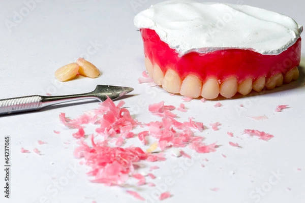 Obraz tool for make a wax dentures model. table of dental technician w