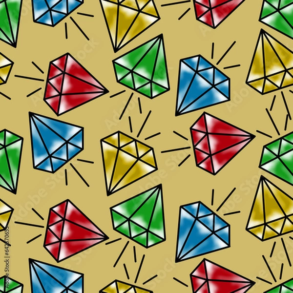 Obraz Old School Tattoo Seamless Pattern. Hand Drawn Seamless Pattern	
