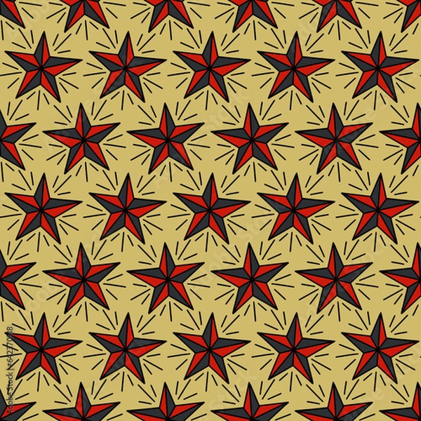 Obraz Old School Tattoo Seamless Pattern. Hand Drawn Seamless Pattern	
