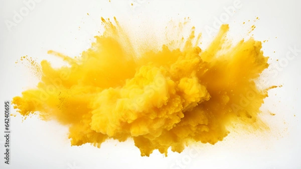 Obraz Yellow dust explosion on white background