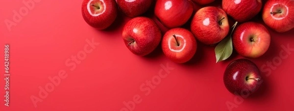 Obraz Red apples on red background
