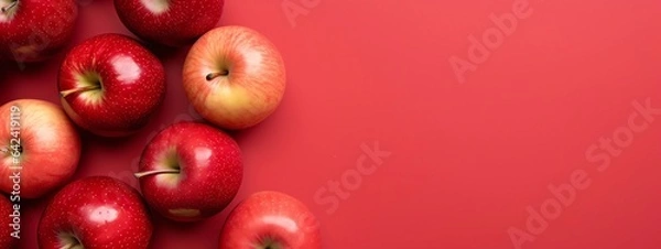 Obraz Red apples on red background