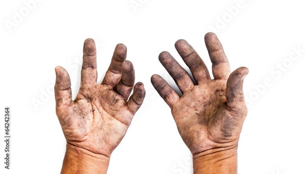 Obraz man with dirty hands