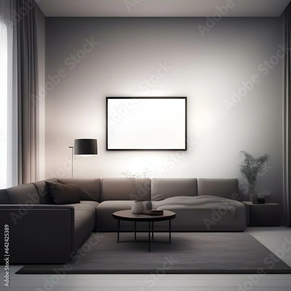 Obraz Modern corner set living room dim light