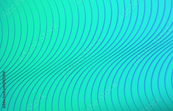 Obraz Bright dynamic abstract green background with wavy lines, 3d render