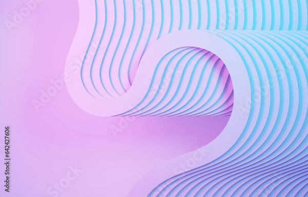 Obraz Light pink-blue background with alternating wavy stripes, 3d render