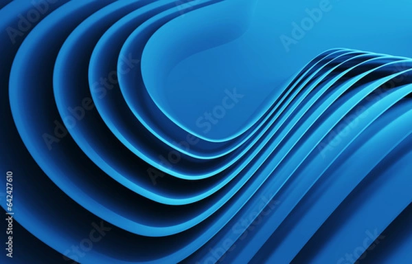 Obraz Curved wavy three-dimensional lines, abstract blue background, 3d rendering