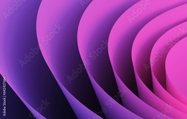 Obraz Bright abstract purple-pink background with dynamically curved three-dimensional lines, 3d rendering