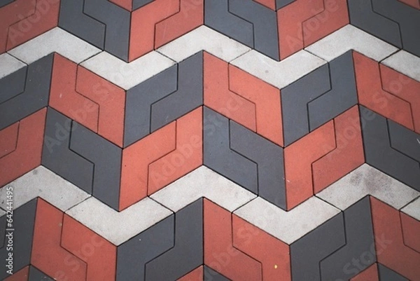 Fototapeta Red, black and white pavement pattern
