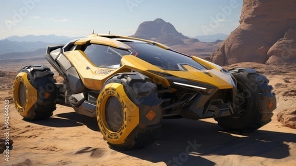 Fototapeta Desert Exploration Elevated with Hi-Tech Luxury Off-Roader