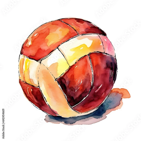 Fototapeta ball, made of watercolor, gouache ink, white background, isolated, generative ai
