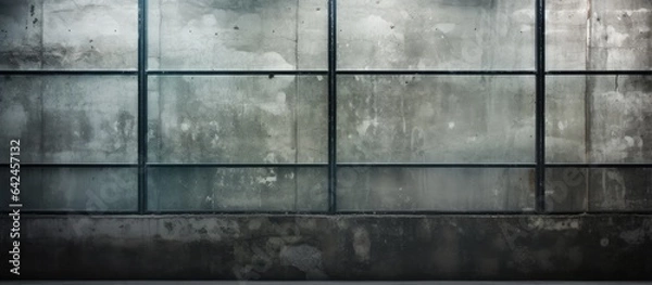 Fototapeta Background texture of a glass wall with a frosted and transparent effect in a modern building with old windows and walls including an industrial concrete window