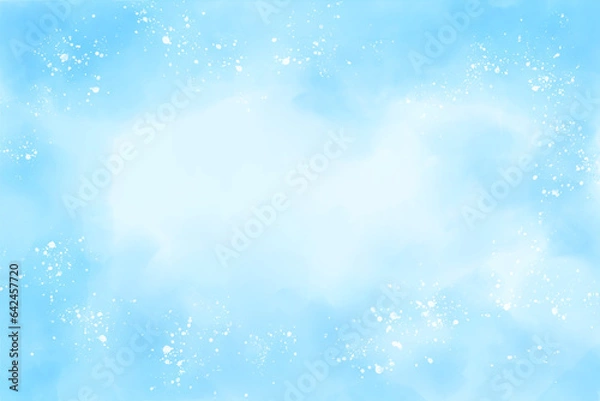 Obraz 明るいブルー背景に水飛沫のイメージの水彩風背景素材