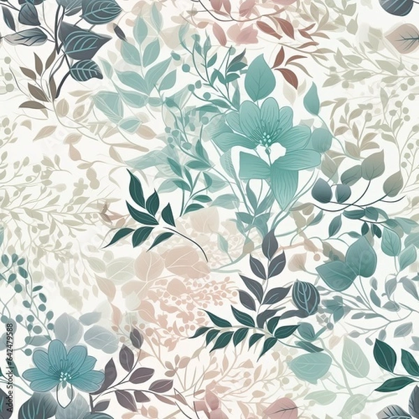 Fototapeta "Seamless Floral Artistry in Full Bloom". Seamless pattern. ai generated.