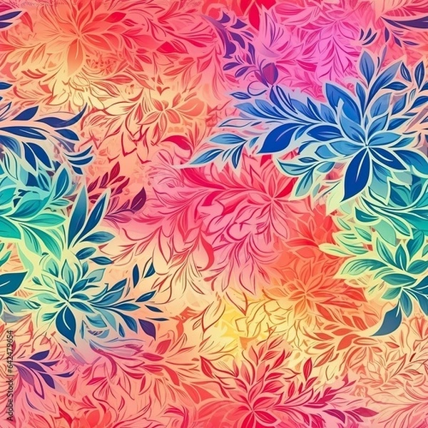 Obraz "Floral Delight in Every Stitch: Seamless". Seamless pattern. ai generated.