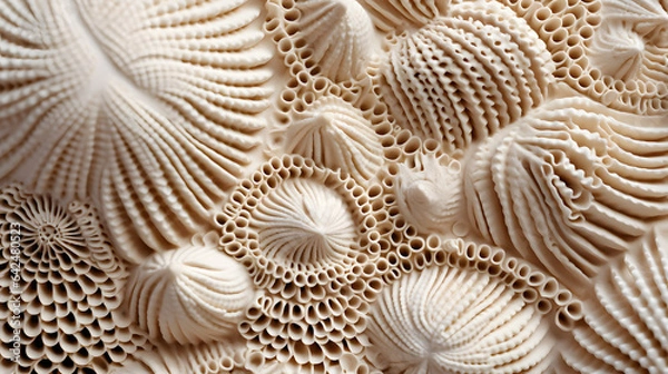 Fototapeta Sandy seashell texture with intricate patterns and ridges