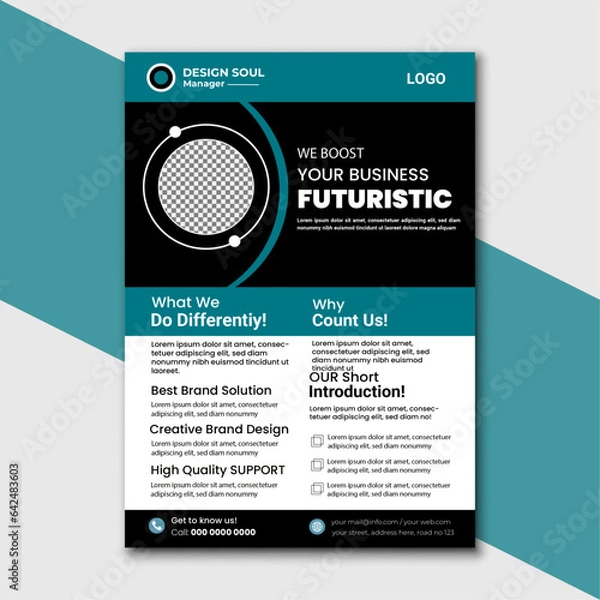Fototapeta This is a business flyer.  Clean, standard colors, and beautiful and elegant writing.  Which will help you expand your business.