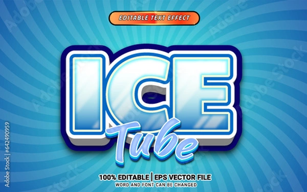 Fototapeta Ice winter cartoon 3d text effect template design