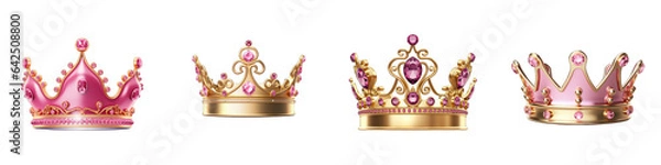 Obraz Kolekcja Clipart Princess Crown, wektor, ikony odizolowane na przezroczystym tle