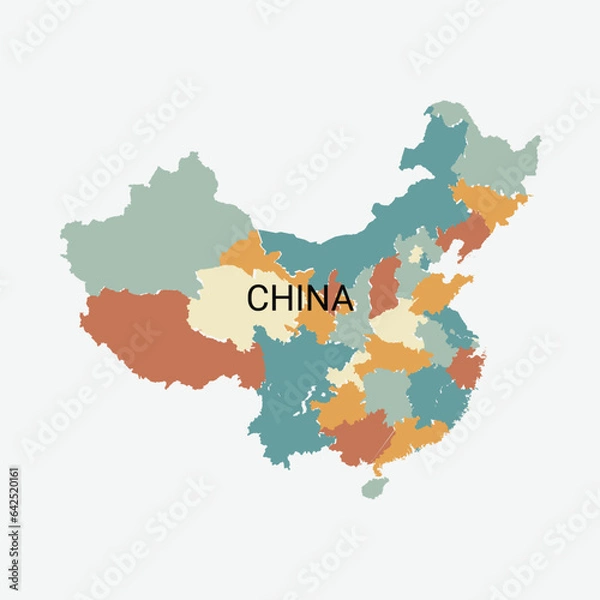 Fototapeta China vector map with administrative divisions